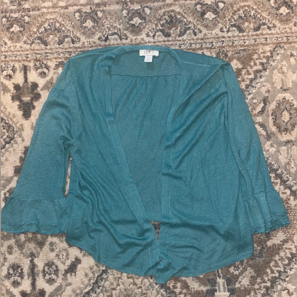 Ann Taylor Loft Youth L green cardigan sweater cover up